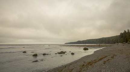 Cloudy day at the beach in Vancouver Island, British Columbia, Canada