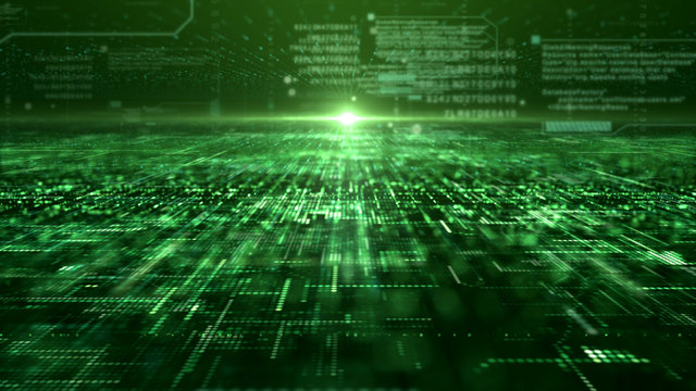 Futuristic digital matrix particles grid virtual reality abstract cyber space environment background