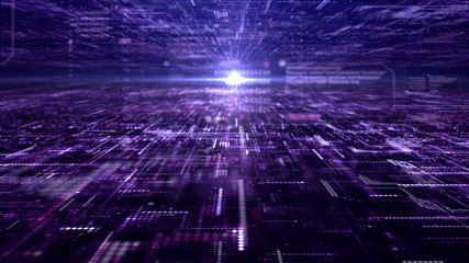 Futuristic digital matrix particles grid virtual reality abstract cyber space environment background