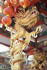 Sam Rong area, Samut Prakan city, Thailand: dragon at Chinese Temple