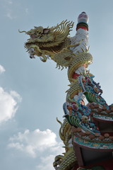 Fototapeta na wymiar Sam Rong area, Samut Prakan city, Thailand: dragon at Chinese Temple