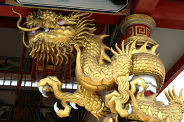 Sam Rong area, Samut Prakan city, Thailand: dragon at Chinese Temple
