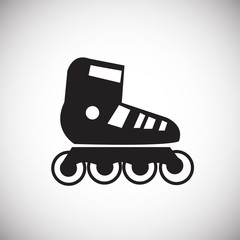 Roller skate on white background icon