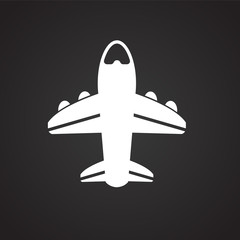 Plane on black background icon