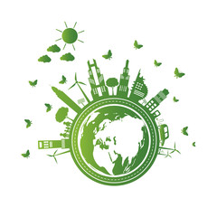 Ecology.Green cities help the world with eco-friendly concept ideas.vector illustration