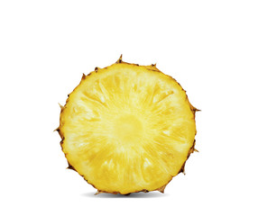 Pineapple of cut on white background.