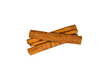 Brown cinnamon sticks isolated on a white background