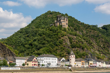 View of the ancient castle Katz on the banks of the Rhine
