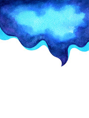 abstract art blue cloud sky bubble watercolor painting illustration design