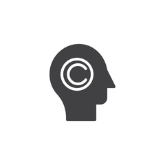 Copywriter head vector icon. filled flat sign for mobile concept and web design. Writer person simple solid icon. Symbol, logo illustration. Pixel perfect vector graphics