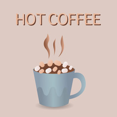 Cup of coffee with marshmallows vector illustration, icon design