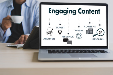 Engaging  CONTENT marketing Data Blogging Media Publication Information Vision Content Concept