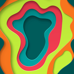 Colorful paper with cut shapes with shadow on background. Graphic concept for your design.