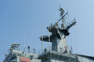 Radar at the top of the battle ship