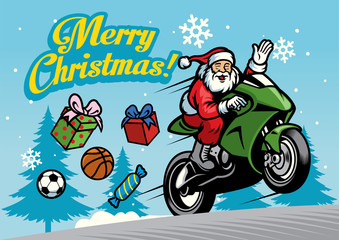 santa riding motorcycles