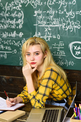 Fototapeta premium Be cool and you will be able to attract and retain lot more students. Student Studying Hard Exam. Tutor will have to re-evaluate the students objectives.