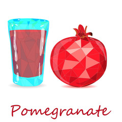 Obraz premium Pomegranate hand drown vector illustration isolated on white background. Low poly style.