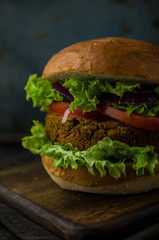 Vegan burger with vegetables
