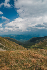 Fototapeta premium Great view of the alpine valley that glowing by sunlight. Picturesque and gorgeous morning scene. Popular tourist attraction. Location place Carpathian, Ukraine, Europe. Artistic picture. Beauty world