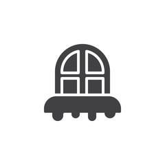 Snowy window vector icon. filled flat sign for mobile concept and web design. Christmas window simple solid icon. Symbol, logo illustration. Pixel perfect vector graphics