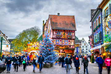 Colmar - Christmas city in Alsace, France - obrazy, fototapety, plakaty