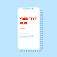 Smartphone template. Vector phone screen, modern trendy design, flat style, blue colors.