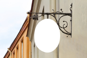 Blank signboard on the wall outdoor, mock up