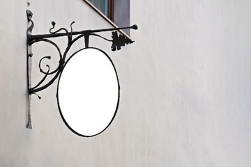 Blank signboard on the wall outdoor, mock up