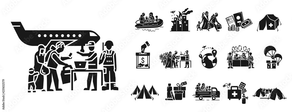 Wall mural Migrant icon set. Simple set of migrant vector icons for web design on white background