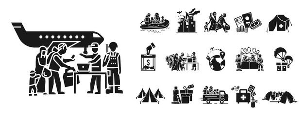 Migrant icon set. Simple set of migrant vector icons for web design on white background