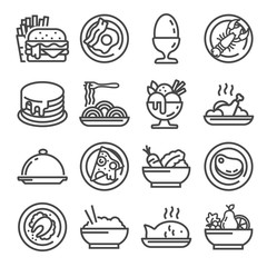 Vector Food icon set, gray outline style