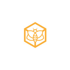 abstract Bee Logo design vector template. Outline icon, Creative bee logo concept, vector logo illustration.