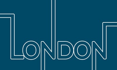 Image relative to Great Britain travel theme. London city name in geometry style design. Creative vintage typography poster concept. Neon bulbs letters