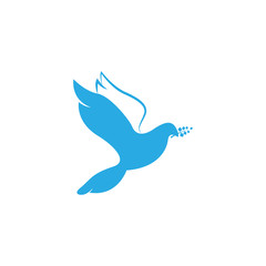 Dove Of Peace. Illustration with dove holding an olive branch symbolizing peace on earth. LIne Art dove. Ink painting style. Line art for logo and design. Vector illustration. Peace logo.