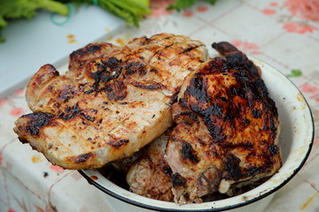 grilled steak with vegetables