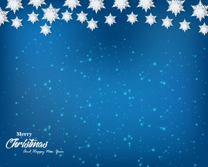 Fototapeta na wymiar christmas background template, blue background with snow, vector illustration