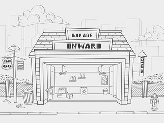 Vector counter illustration garage