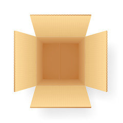 Corrugated paper cardboard box shipping packing recycling open top vector illustration