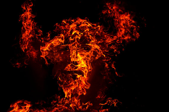 Viking image of fire in horned helmet
