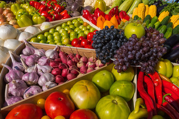 Exhibition of ripe vegetables. Vintage at the exhibition of agricultural products. Vintage farm, peasant.