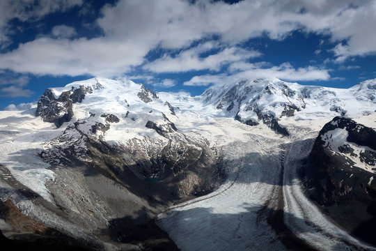 Gornergrat glacier scenic view, Zermatt, Swiss Alps