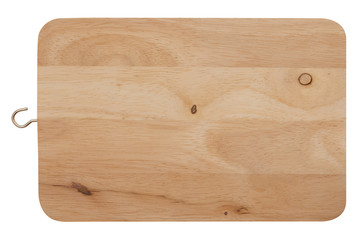 Handmade wooden cutting board isolated on white background with clipping path.