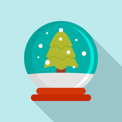 Snow tree glass ball icon. Flat illustration of snow tree glass ball vector icon for web design