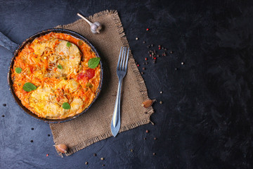 fish with tomato sauce and aroma spices, stock photo