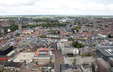 Obraz premium Leeuwarden, the Netherlands, september 1, 2018 - Aerial view over Leeuwarden, the Capital of Culture 2018, the Netherlands on september 1, 2018.