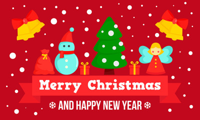 Happy Merry Christmas concept banner. Flat illustration of Happy Merry Christmas vector concept banner for web design