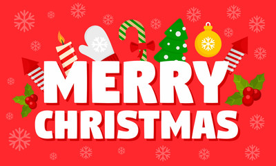 Merry Christmas time concept banner. Flat illustration of merry christmas time vector concept banner for web design