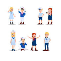 Fototapeta premium Set Illustration Sailor Kids Vector Cartoon Illustration