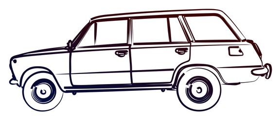 The Sketch of a old retro car.