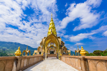 Big Main Pagoda in Wat Phra That Pha Son Kaew temple at Phetchabun Thailand
